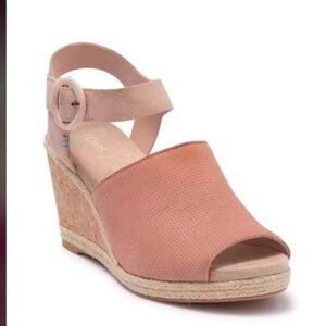 TOMS Tropez Spanish Villa Wedge Heel Sandals Shoes 7.5 New NWT Suede Perforated